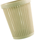 Pulling Bag Trash Can Imitation Rattan Round Plastic Garbage Bin Home Coverless Trash Storage Basket Green L - Top-Down View