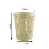 Pulling Bag Trash Can Imitation Rattan Round Plastic Garbage Bin Home Coverless Trash Storage Basket Green L - Rear View