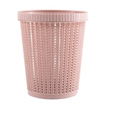 Pulling Bag Trash Can Imitation Rattan Round Plastic Garbage Bin Home Coverless Trash Storage Basket Pink L