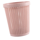 Pulling Bag Trash Can Imitation Rattan Round Plastic Garbage Bin Home Coverless Trash Storage Basket Pink L