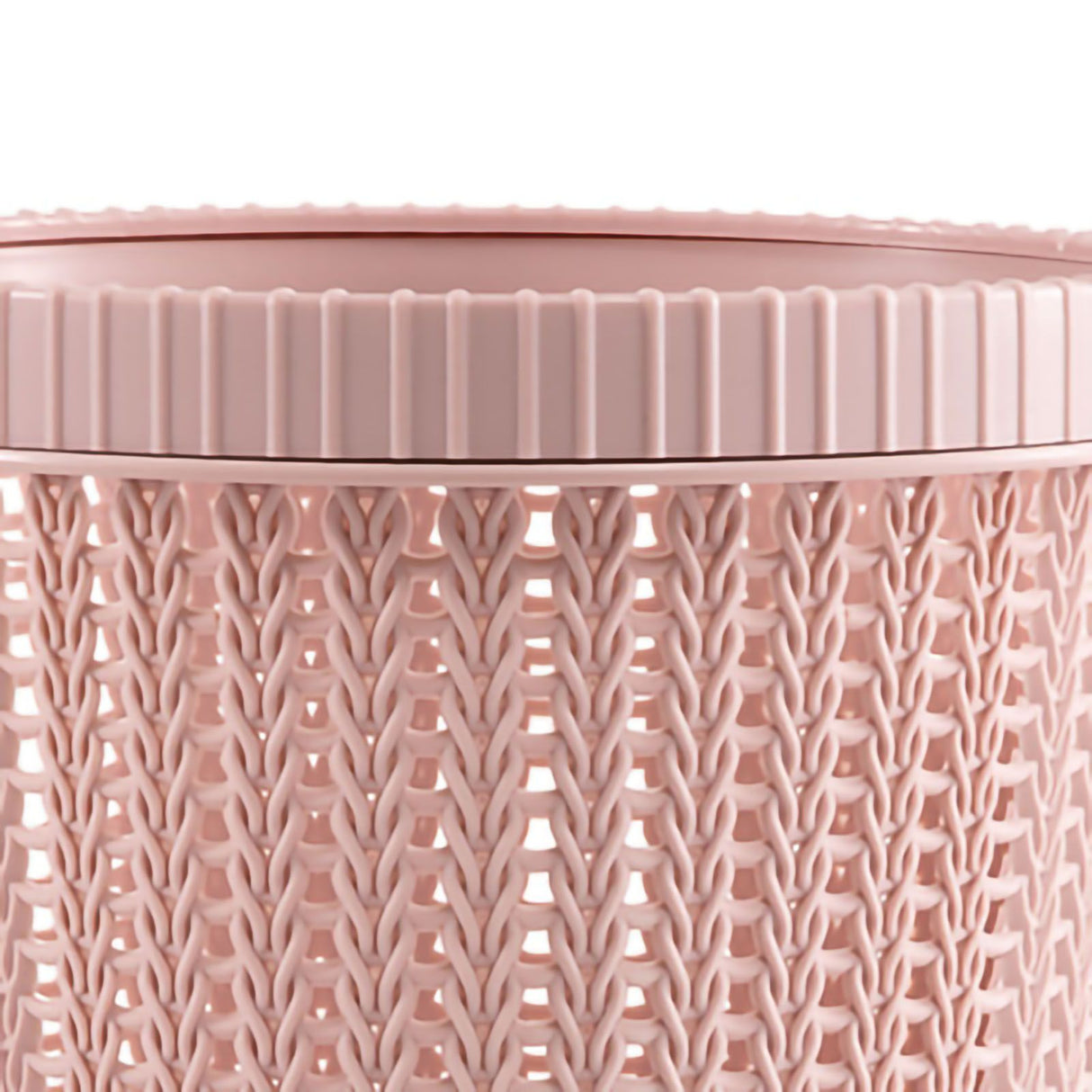 Pulling Bag Trash Can Imitation Rattan Round Plastic Garbage Bin Home Coverless Trash Storage Basket Pink L