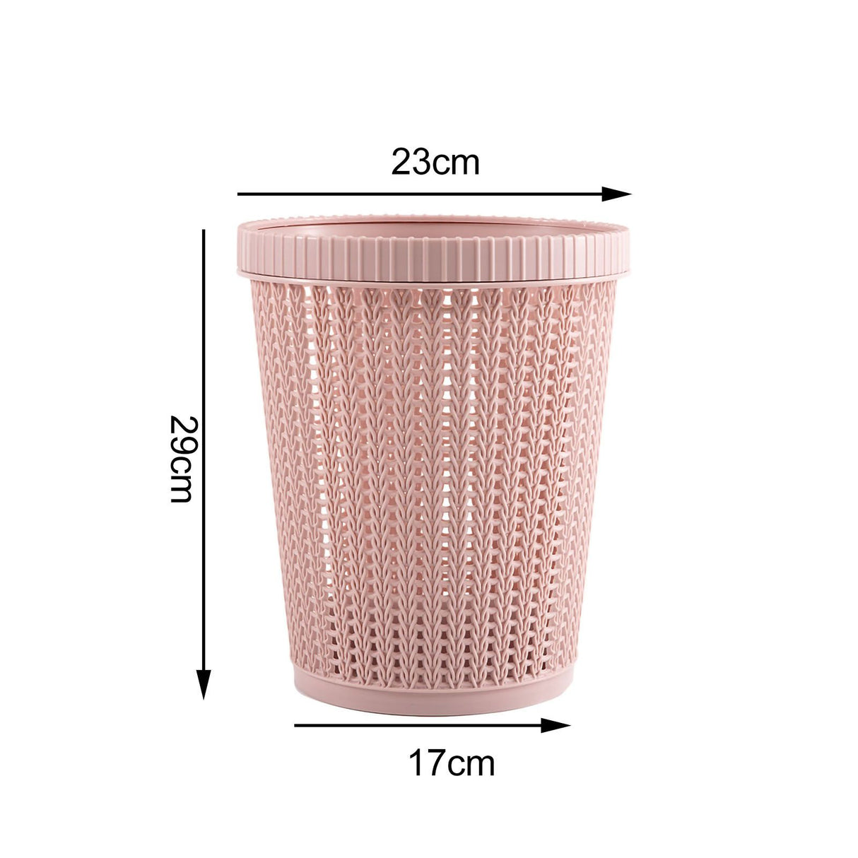 Pulling Bag Trash Can Imitation Rattan Round Plastic Garbage Bin Home Coverless Trash Storage Basket Pink L
