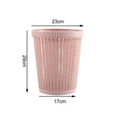 Pulling Bag Trash Can Imitation Rattan Round Plastic Garbage Bin Home Coverless Trash Storage Basket Pink L