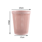 Pulling Bag Trash Can Imitation Rattan Round Plastic Garbage Bin Home Coverless Trash Storage Basket Pink L