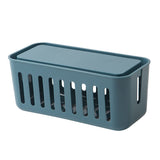 Power Strip Storage Box Hollow Heat Dissipation Simple 6 Charging Hole Cord Cable Container for Home Dark Blue