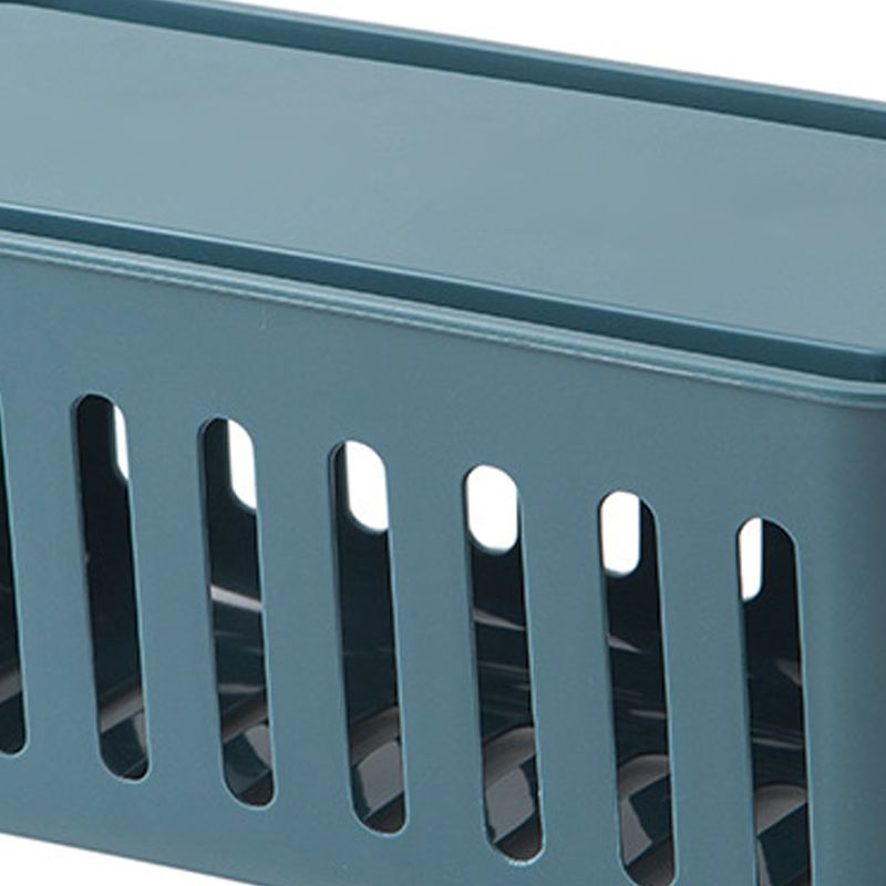 Power Strip Storage Box Hollow Heat Dissipation Simple 6 Charging Hole Cord Cable Container for Home Dark Blue