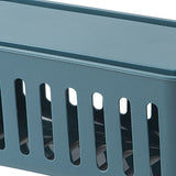 Power Strip Storage Box Hollow Heat Dissipation Simple 6 Charging Hole Cord Cable Container for Home Dark Blue - Front View