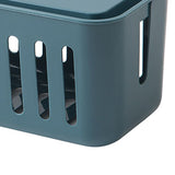 Power Strip Storage Box Hollow Heat Dissipation Simple 6 Charging Hole Cord Cable Container for Home Dark Blue - Top-Down View