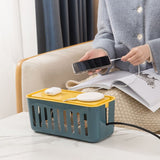 Power Strip Storage Box Hollow Heat Dissipation Simple 6 Charging Hole Cord Cable Container for Home Blue and Yellow