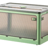 Clothes Storage Box Clear Transparent 4 Way Opening Bottom Pulley Design Plastic PET Storage Container for Home Brown Green Large 51.5x36x30