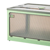 Clothes Storage Box Clear Transparent 4 Way Opening Bottom Pulley Design Plastic PET Storage Container for Home Brown Green Large 51.5x36x30 - Side View