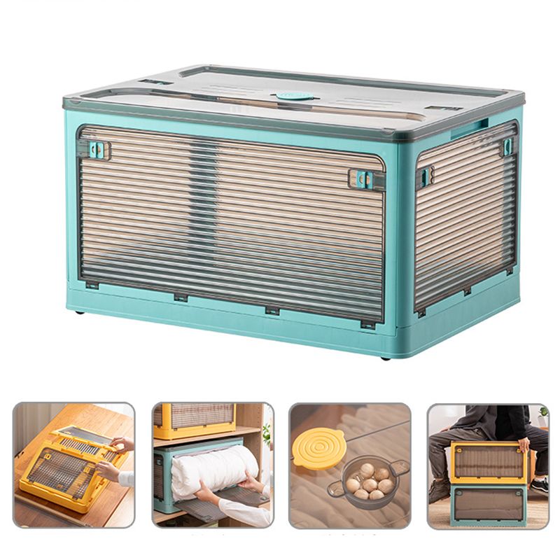 Clothes Storage Box Clear Transparent 4 Way Opening Bottom Pulley Design Plastic PET Storage Container for Home Brown Blue Large 51.5x36x30