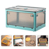 Clothes Storage Box Clear Transparent 4 Way Opening Bottom Pulley Design Plastic PET Storage Container for Home Brown Blue Large 51.5x36x30