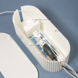 Cable Organizer Box Large Capacity Durable ABS Detachable Cover Insulated Cord Management Box for PC TV Appliances White Large Size - 45-Degree Angle