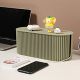 Cable Organizer Box Large Capacity Durable ABS Detachable Cover Insulated Cord Management Box for PC TV Appliances Greyish Green Large Size - Top-Down View