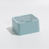 Lipstick Storage Box Large Capacity Double Layer Grid Design Transparent Storage Box with Lid for Home Office Blue