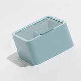 Lipstick Storage Box Large Capacity Double Layer Grid Design Transparent Storage Box with Lid for Home Office Blue