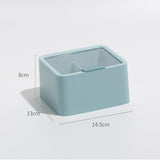 Lipstick Storage Box Large Capacity Double Layer Grid Design Transparent Storage Box with Lid for Home Office Blue