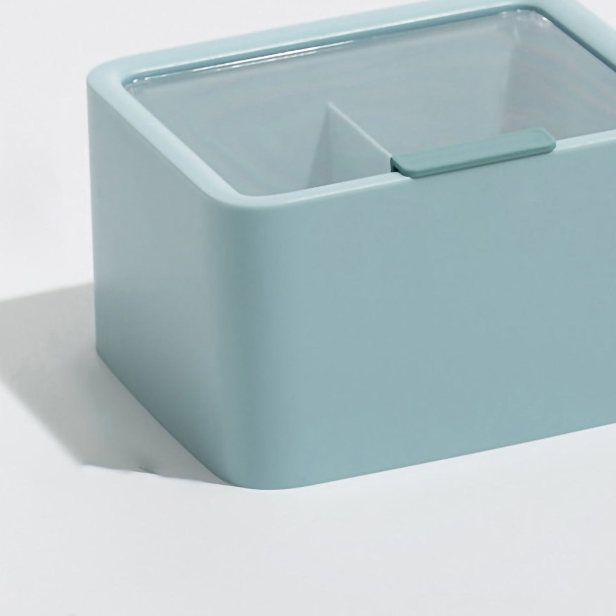 Lipstick Storage Box Large Capacity Double Layer Grid Design Transparent Storage Box with Lid for Home Office Blue