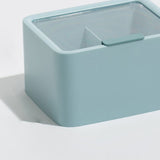 Lipstick Storage Box Large Capacity Double Layer Grid Design Transparent Storage Box with Lid for Home Office Blue - 45-Degree Angle