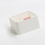 Lipstick Storage Box Large Capacity Double Layer Grid Design Transparent Storage Box with Lid for Home Office White - Side View