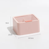 Lipstick Storage Box Large Capacity Double Layer Grid Design Transparent Storage Box with Lid for Home Office Pink - Front View