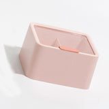 Lipstick Storage Box Large Capacity Double Layer Grid Design Transparent Storage Box with Lid for Home Office Pink