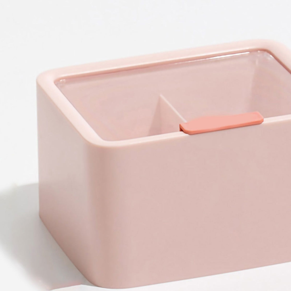 Lipstick Storage Box Large Capacity Double Layer Grid Design Transparent Storage Box with Lid for Home Office Pink