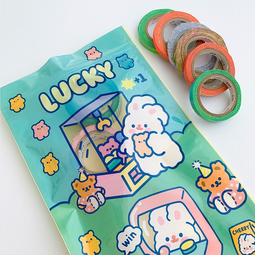 Self Sealing Bag PET CCP Wear Resistant Safe Odorless Cute Pattern Practical Reusable Self Sealing Pouch Game Bunny 22.3x13.5