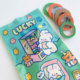 Self Sealing Bag PET CCP Wear Resistant Safe Odorless Cute Pattern Practical Reusable Self Sealing Pouch Game Bunny 22.3x13.5 - Top-Down View