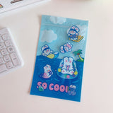 Self Sealing Bag PET CCP Wear Resistant Safe Odorless Cute Pattern Practical Reusable Self Sealing Pouch Diving Bunny 22.3x13.5 - Top-Down View