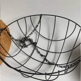 Hanging Basket Flower Pot Half Round Wire Plant Holder with Chain for Porch Garden Balcony Decoration 12in Dia 30cm Height - Top-Down View
