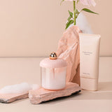 Face Foam Maker Portable Cleansing Foaming Cup Reusable Whip Bubble Maker for Travel Pink Gold - Low Angle