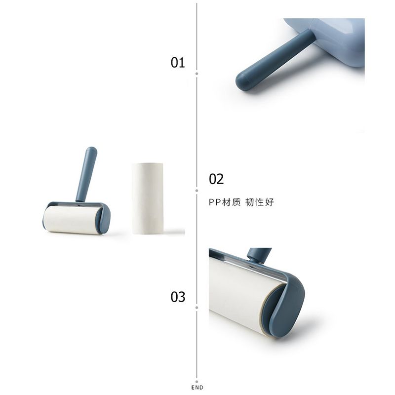 Capsule Sticky Lint Roller Dust Cleaning Tearable Refillable Hair Cloth Remover for Home Blue