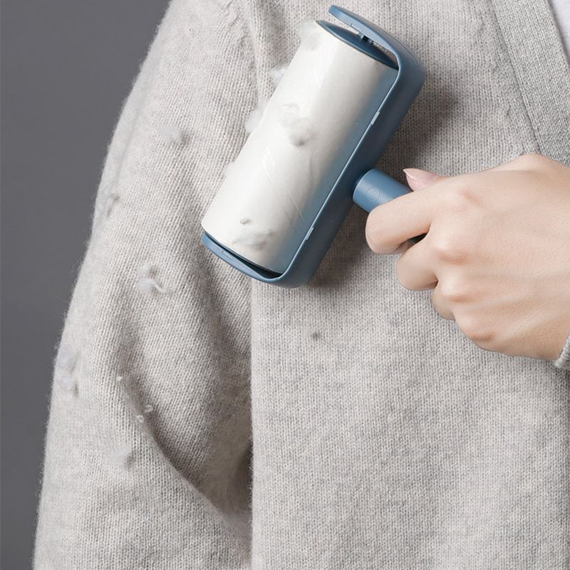 Capsule Sticky Lint Roller Dust Cleaning Tearable Refillable Hair Cloth Remover for Home Blue