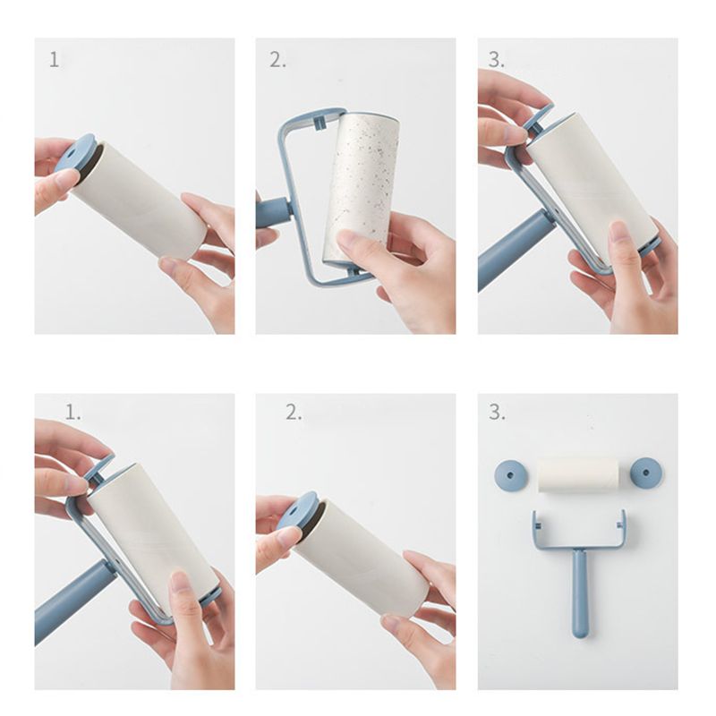 Capsule Sticky Lint Roller Dust Cleaning Tearable Refillable Hair Cloth Remover for Home Blue