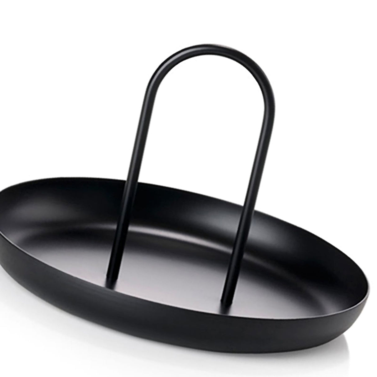 Serving Tray Metal Round Portable Table Top Storage Tray Simple Modern Style with Handle Black