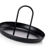 Serving Tray Metal Round Portable Table Top Storage Tray Simple Modern Style with Handle Black
