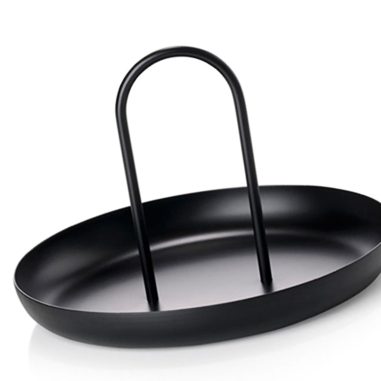 Serving Tray Metal Round Portable Table Top Storage Tray Simple Modern Style with Handle Black