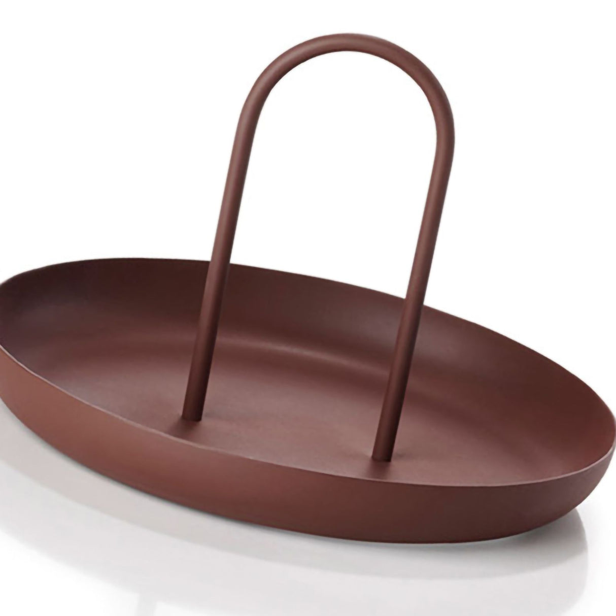 Serving Tray Metal Round Portable Table Top Storage Tray Simple Modern Style with Handle Red