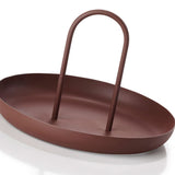 Serving Tray Metal Round Portable Table Top Storage Tray Simple Modern Style with Handle Red