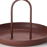 Serving Tray Metal Round Portable Table Top Storage Tray Simple Modern Style with Handle Red