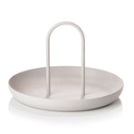 Serving Tray Metal Round Portable Table Top Storage Tray Simple Modern Style with Handle Grey