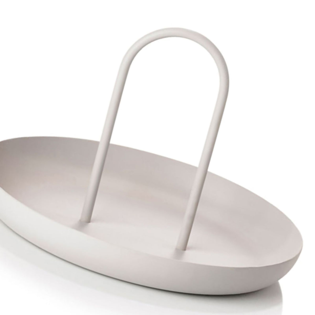 Serving Tray Metal Round Portable Table Top Storage Tray Simple Modern Style with Handle Grey