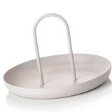 Serving Tray Metal Round Portable Table Top Storage Tray Simple Modern Style with Handle Grey