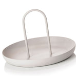 Serving Tray Metal Round Portable Table Top Storage Tray Simple Modern Style with Handle Grey