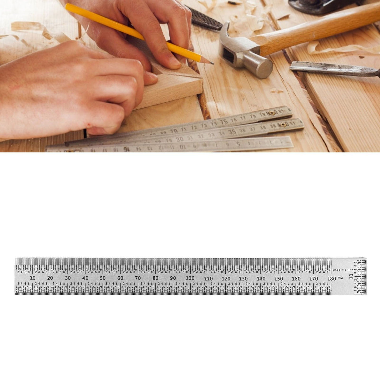 Woodworking Right Angle Ruler High Accuracy Hole Scribing Ruler 180mm Line Marking Gauge Tool for Carpenter