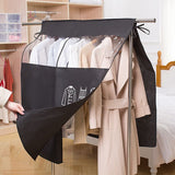 Clothes Dust Cover Nonwoven Dust Prevention Waterproof Transparent Window Design Hanging Garment Protectors Black