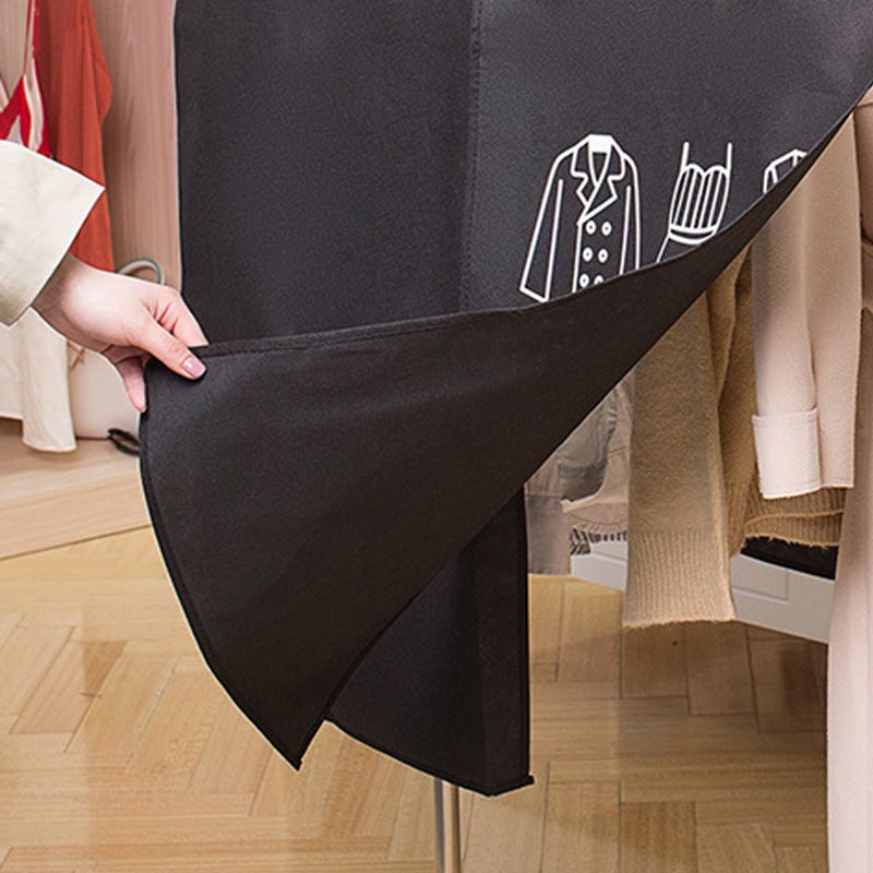 Clothes Dust Cover Nonwoven Dust Prevention Waterproof Transparent Window Design Hanging Garment Protectors Black