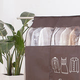 Clothes Dust Cover Nonwoven Dust Prevention Waterproof Transparent Window Design Hanging Garment Protectors Coffee - Front View